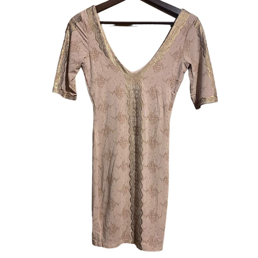 Bebe Doilace Hin snake animal print tan bodycon‎ mini dress - women's XS